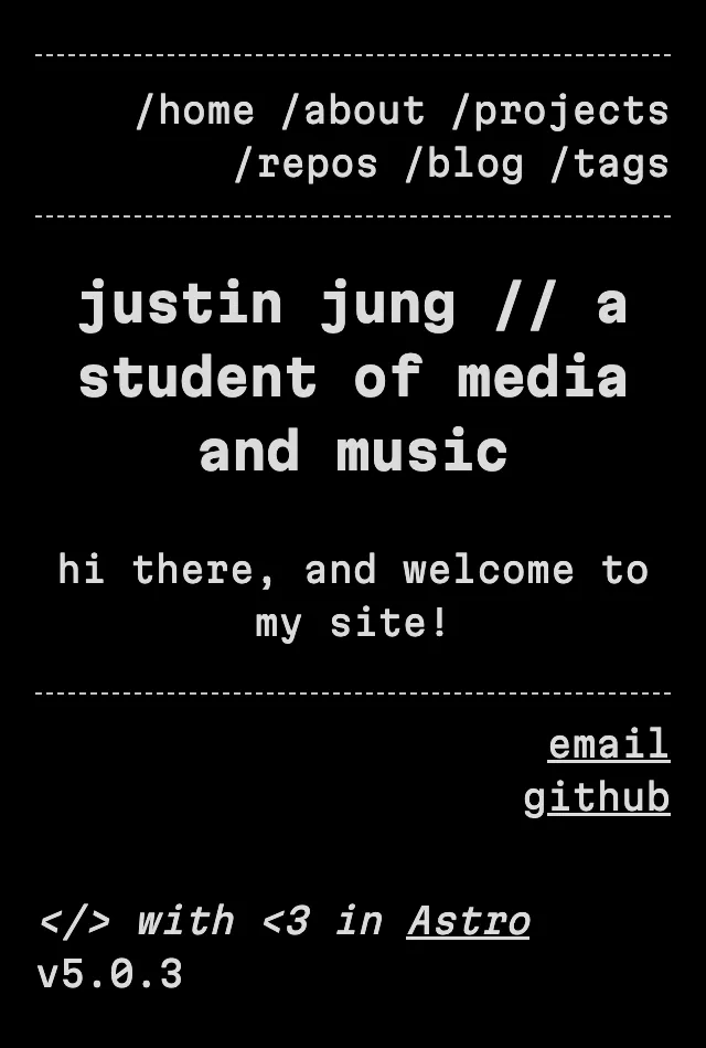 A screenshot of the old site on mobile