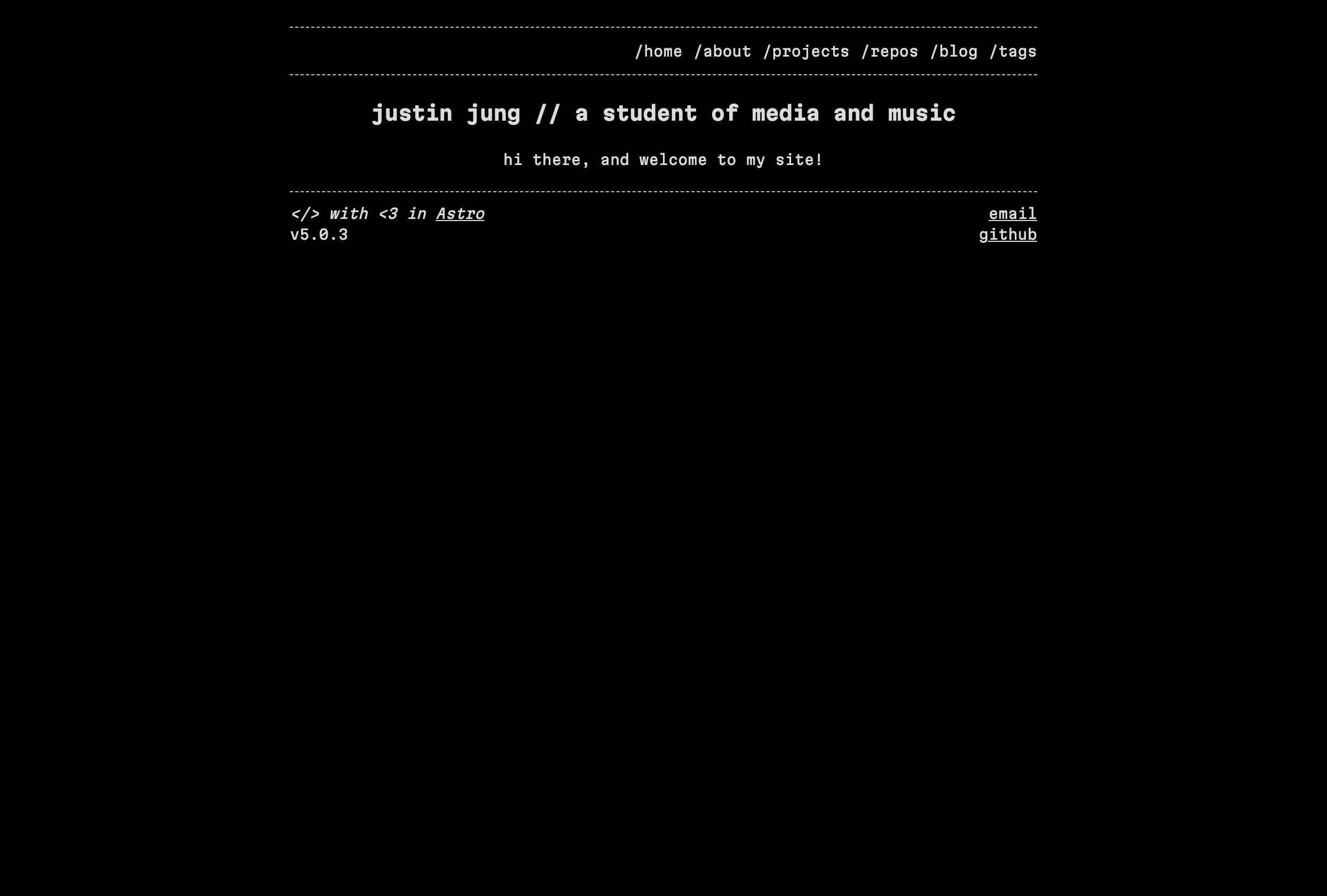 A screenshot of the old site